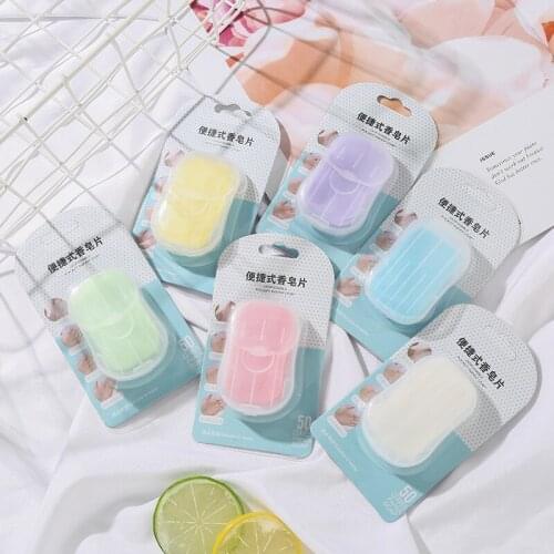 50pcs/box Soap Paper for Outdoor Travel Portable Goods Disposable Mini Hand Washing Soap Clean Scented Slice