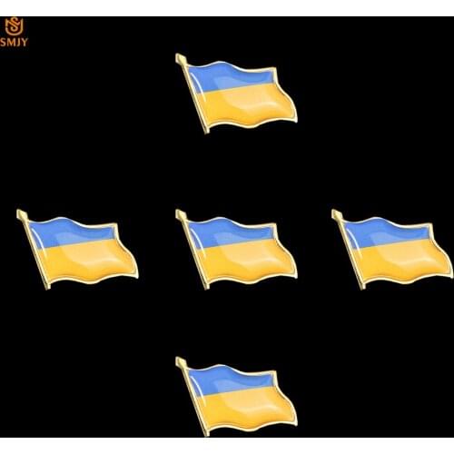 5P Euro National Emblem 3D Tie Backpack Lapel Pin Souvenir Badge Ukrainian Waving Painted Flag Brooch Patriotism Jewelry