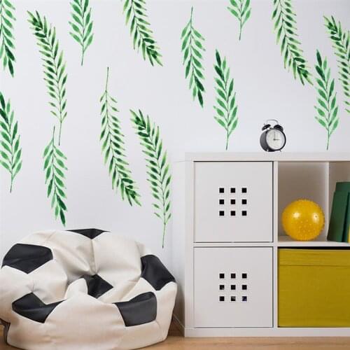 6 Sheets Creative Tropical Tree Leaves Flower Wall Stickers DIY Green Plant Leaf Wall Decals For Living Room Home Decor Murals