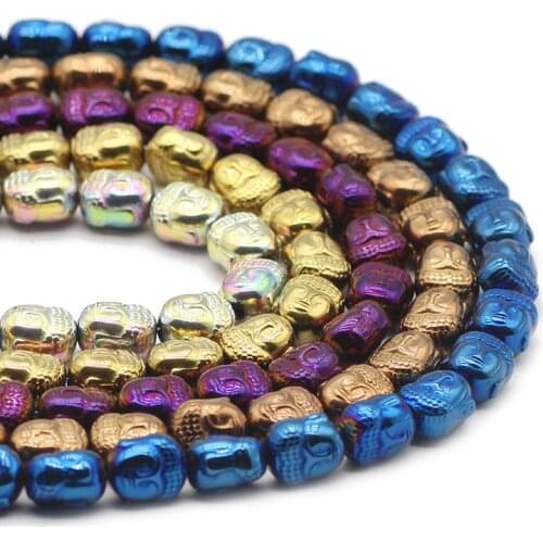 Avalokitesvara Buddha Blue,Gold,Silver,Purple 10x8MM 20pcs Hematite Natural Stone Loose Beads For Jewelry Making DIY Bracelets