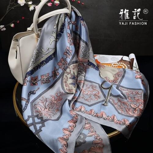 Large silk square scarf Colorful 100% silk crepe satin Square scarf ladies shawl shiny elegant generous