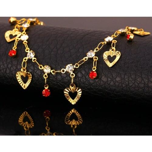 Collare Crystal Anklet Bracelet Foot Jewelry Bracelet Cheville Gold Color Barefoot Sandals Heart Charm Anklets For Women A111