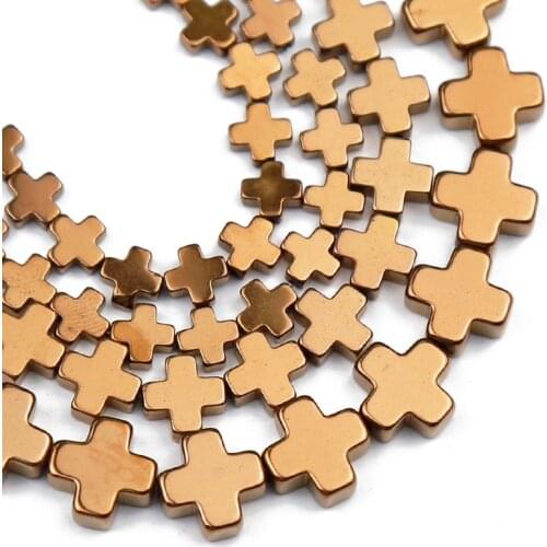 Natural Stone Copper Cross Hematite Spacer Loose Beads For Jewelry Making 6/8/10mm Diy Charms Bracelets Pendants Accessories