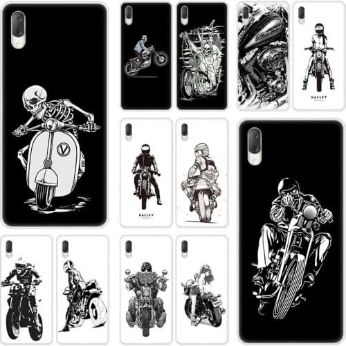 Cartoon Cool Biker motorcycle Hard Case For Sony Xperia L1 L2 L3 X XA XA1 XA2 XA3 Ultra 10 Plus E5 XZ XZ1 XZ2 Compact XZ3 XZ5 20