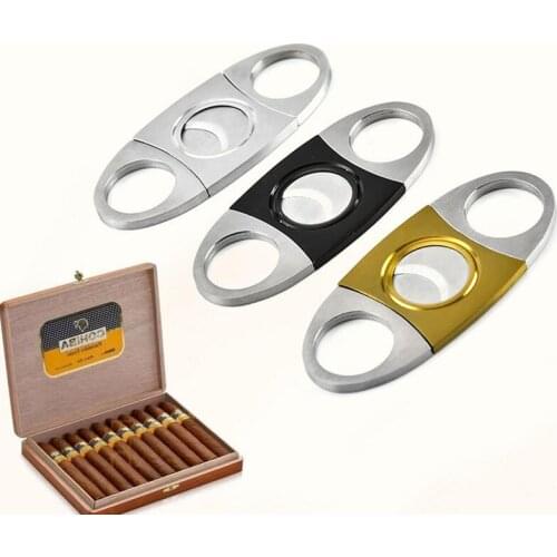 For Men Cigar Cutter Knife 3Colors Reusable Double Blades Portable Stainless Steel Smoking Accessories 1Pcs Nice Gift