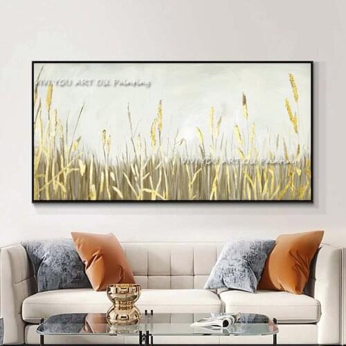 The Top Selling Gold Wheat Country View Handmade Modern New Abstract Thick Oil Painting On Canvas Knife Wall Art Decor for Home