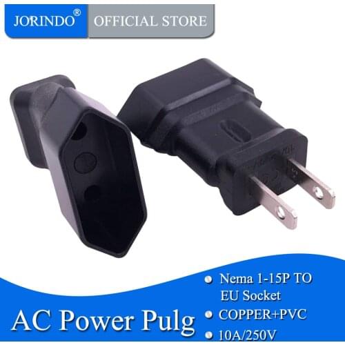 JORINDO 5-15P TO EU USA Male to Europe 2Pin Female AC Adapter, Nema 1-15P to EU. Female AC Connector for European Travelers