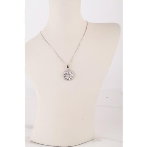 UM US JEWELRY Baget Cubic Zirconia Rhodium Plated 925 Sterling Silver Necklace