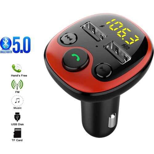LEEPEE Car Cigarette Lighter TF U Disk Music Player 12-24V Car MP3 Player Radio FM Transmitter Dual USB Charger Bluetooth 5.0
