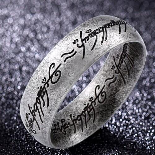 Fashion Stainless Steel One Ring-Of-Power Rings 3D Carved Refined Wedding Ring Lovers Women Men Jewelry Wholesale