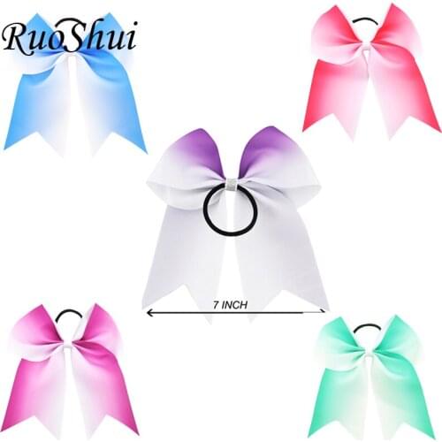 Fashion Jewelry Women Hair Accessories 7 Inch Ribbon Hair Elastic Bows HairBand Ponytail Hair Holder Girl Hair Ties