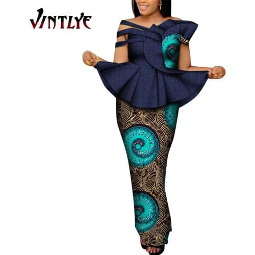 In summer 2020, sexy African women wear traditional African floral dresses and beautiful party dresses WY7906