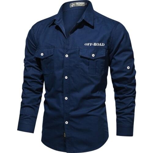 Mens Long Sleeve Plain Casual Shirt Military Style Boutton Up Basic Regular Fit Shirts Tops