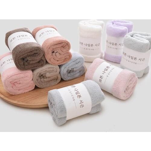 Soft Coral Velvet Face Towel 35*75cm Super Absorbent Quick-drying Solid Color Thicken Face Towel Bathroom Accessories