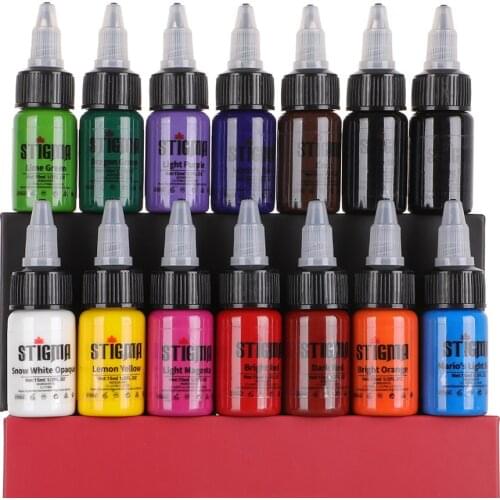 STIGMA 15ml 14colors Professional Tattoo Ink Set Permanent Makeup Pigment for Eyebrow Eyeliner Lip Body Makeup Tattoo Supplies