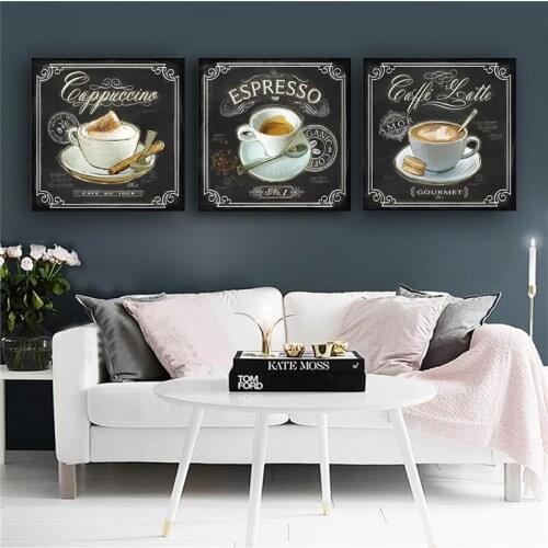 3 pcs sets Kitchen Vintage Coffee diamond Painting cross stitch Kitchen Kids Room Bars Cafe Decor rhinestone embroidery mosaic