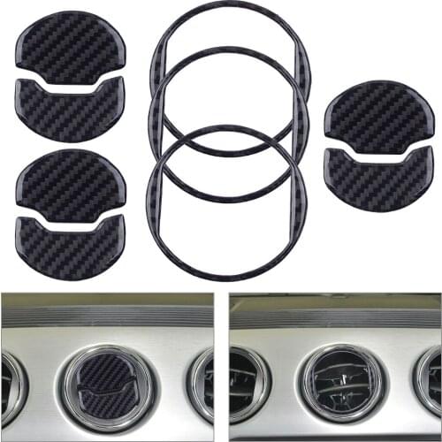 Carbon Fiber Car Interior Console Air Condition Vent Outlet Cover Trim Sticker fit For Ford Mustang 2014 2015 2016 2017 2018