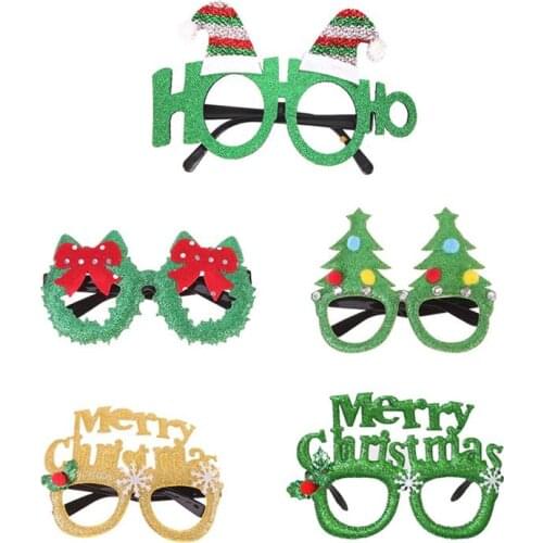 5Pcs Christmas Theme Glasses Glitter Eyeglass Frames Party Glasses Decoration Accessories Photobooth Props