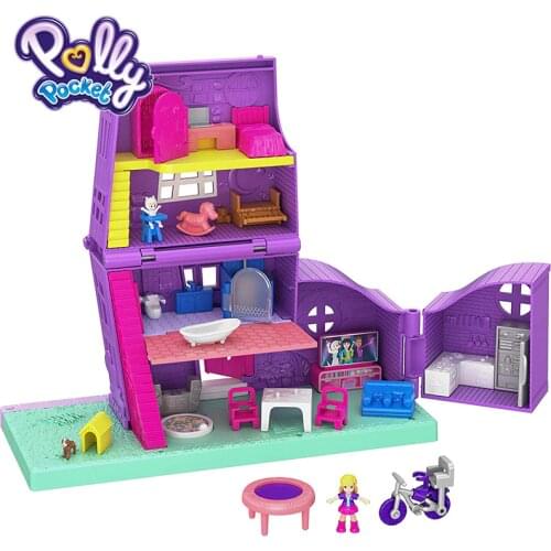 Original Polly Pocket Brand Kid Toys Pocket House Featuring a Fun Area With Games Funny Building House Toys GFP42 For Girl Gift