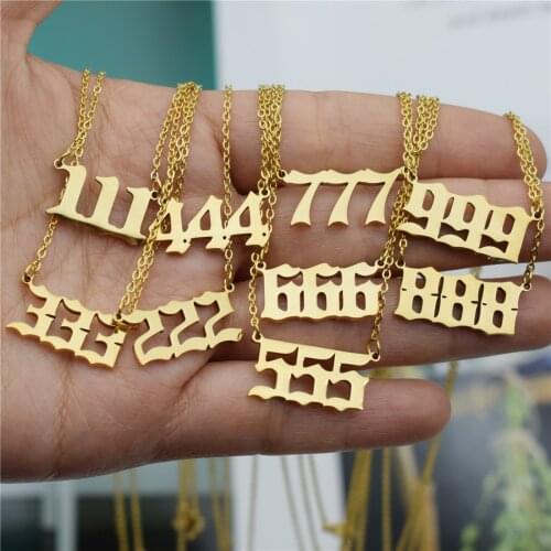 111 222 333 444 555 777 888 999 666 Devil Letter Choker Stainless Steel Angel Number Necklaces Pendant Charms Minimalist Jewelry