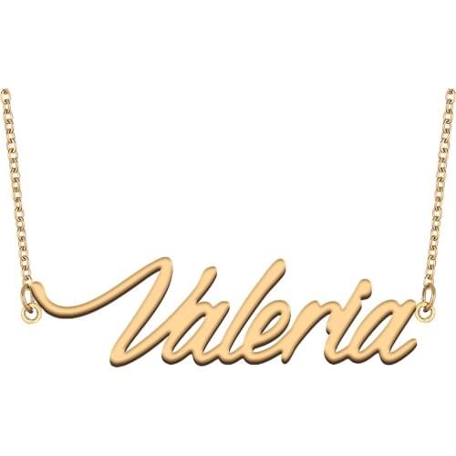 Valeria Name Necklace for Women Stainless Steel Jewelry 18k Gold Plated Nameplate Pendant Femme Mother Girlfriend Gift