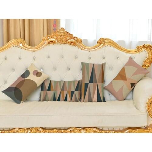 Geometric Pattern Waist Pillows Cotton Linen Cushion 30x50cm Simple Style Rectangular Pillowcase Sofa Chair Decorative Cushion