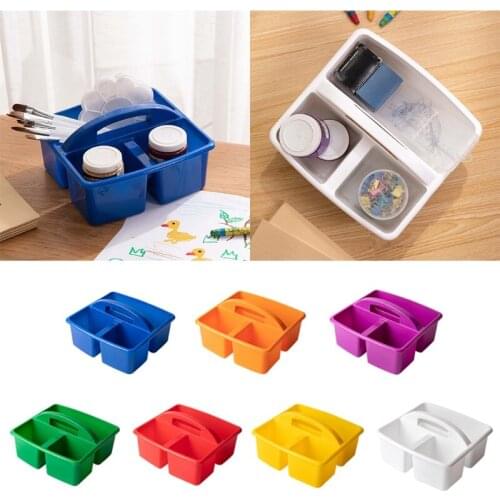Portable Storage Caddies Box Plastic Divided Basket Bin 3 Compartments Organizer