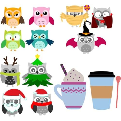 Build an Owl Christmas Halloween Add Ons Die Coffee Cup Cutting Dies for DIY Scrapbooking Embossing Paper Cards Crafts New 2020