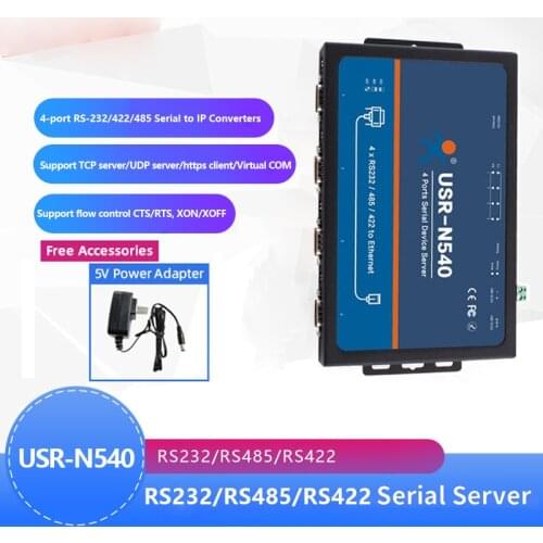 USR-N540 4 Serial ports RS232 RS485 RS422 to Ethernet TCP/IP Converter device server Modbus RTU to TCP for industrial automation