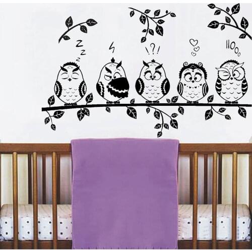 Cute Owls Wall Decals Living Room Sofa Background Wall Decor Branch Vinyl Wall Sticker Nursery Kids Room Home Decoration Y873