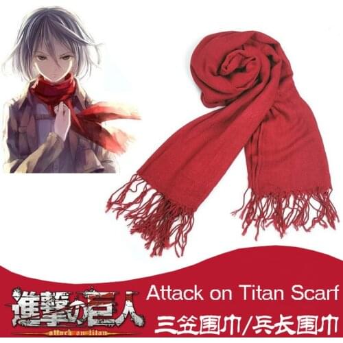 Japanese Attack on Titan Mikasa Levi Ackerman Scarf Cosplay Costume Shingeki no Kyojin Red / White Scarves Halloween Costume New