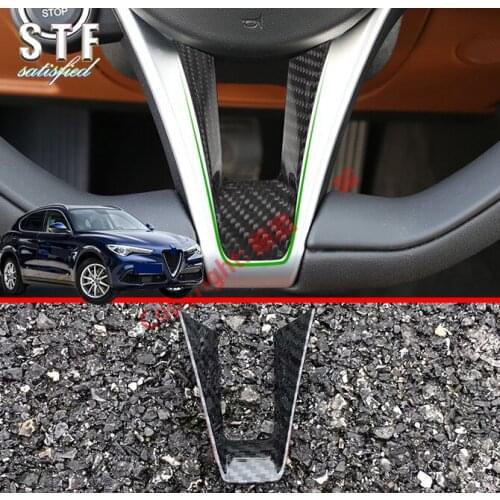 Carbon Fiber Style Interior Steering Wheel Trim Cover U Shape For Alfa Romeo Stelvio 2017 2018 2019