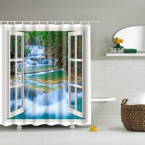 Dafield Curtains For Bathroom Nature Pictures Lake Landscape Primitive Smoky Cloth Black Forest Fabric With Hooks