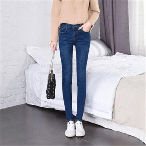 Women Jeans Light Blue High Waist Skinny Pencil Jeans 2019 New Spring Summer Korean Slim Plus Size Elastic Jeans Feminina JD20