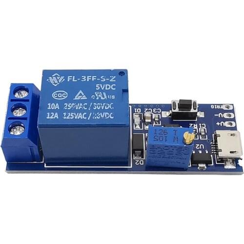 1Piece 5V-30V Trigger Delay Relay Module Micro USB Power Adjustable Timer Control Module Delay Switch