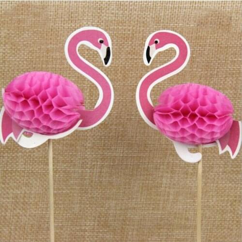 10pcs/lot Flamingo DIY Cupcake Cakes Toppers Picks Kids Boy Girl Wedding Birthday Party Decorations Baby Shower Supplies Favors