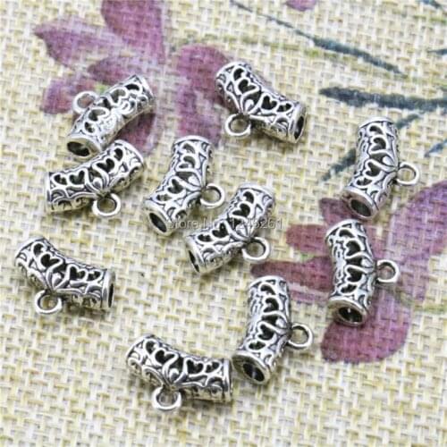 10PCS Tube Hollow Lucky Finding DIY Pendant Copper Button Accessory Jewelry Making Design Women Girls Gifts Crafts 13x5mm Metal