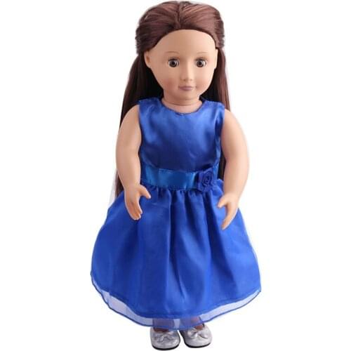 18 Inch Girls Doll Sapphire Blue Summer Dress American NewBorn Clothes Baby Toys Accessories Fit 40-43 Cm Boy Dolls Gift c104
