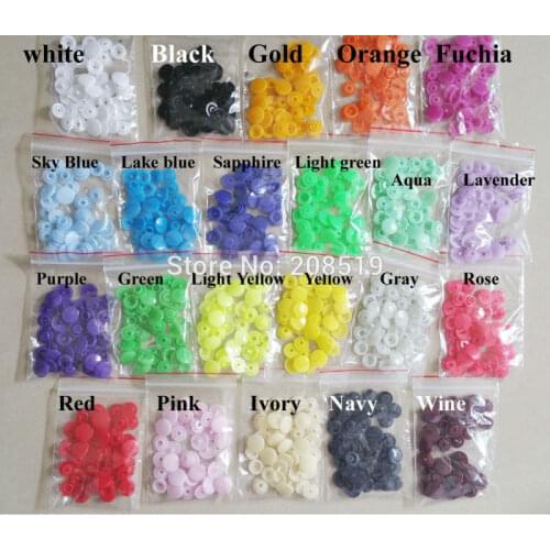 2 caps+1 stud+1 socket) 24 Colors for choice 12mm T5 Snap Buttons for clothes&Diaper&Handbag Fasteners Sewing supplies