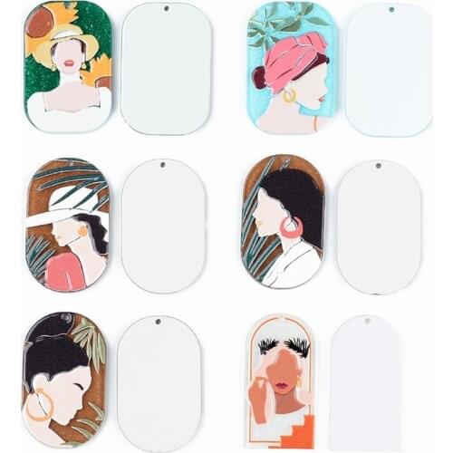 50PCS/lot Bohemian Beauty Avatar Relief Oil Painting Accessories Hand Made Earrings Connectors DIY Pendant Components Charms