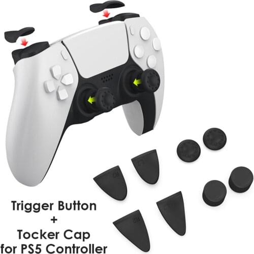 8 in 1 Thumb Stick Grip Key Caps Joystick Cover L2 R2 Trigger Extender For Sony Playstation 5 PS5 Electronic Machine Accessories