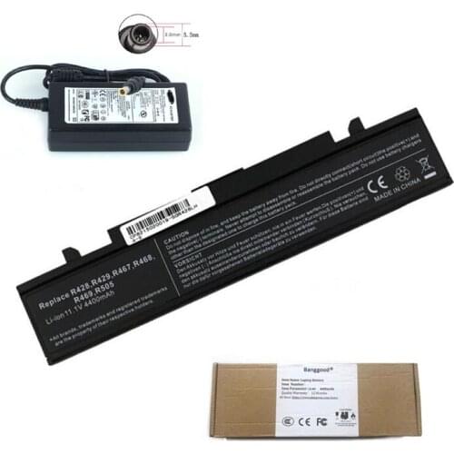4400mAh Laptop Battery + 19V 3.16A AC Charger for for Samsung R428 R528 R460 RV508 AA-PB9NS6B PL9NC6W NP350V5C 355V5C NP550P7C