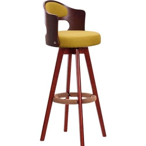 Solid Wood Nordic Bar Chair, High Foot Bar Stool, Front Desk, Swivel Bar Chair, Back Chair, Modern And Simple Household