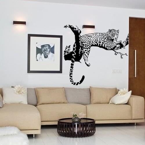 Black Leopard Tree Sticker Bedroom Living Room Walls Wall Stickers Home Decor Pegatinas De Pared Kitchen Fridge Magnets