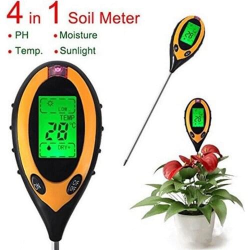 Digital Moisture Meter PH Sunlight Light Tester Meter Soil Water Hygrometer garden tool 4In1 For Agriculture Thermometer
