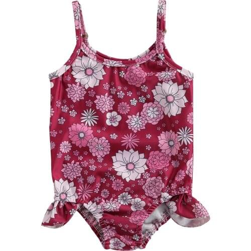Toddler Kid Baby Girls Halter Floral Swimsuit Sleeveless Swimwear Beachwear One Piece Bikini Bathing Suit