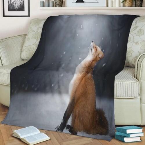 Animal Fox Flannel Throw Blanket 3D Printed Keep Warm Sofa Child Blanket Home Decor Textiles Dream Family Gift