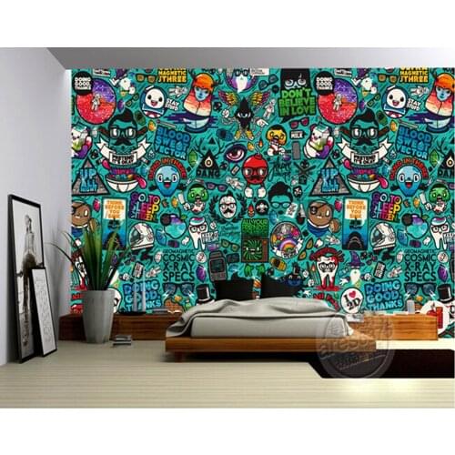 Custom kids wallpaper, graffiti murals for childrens bedroom garden wall waterproof fabric parede de Papel