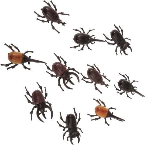 10pcs Vivid Beetle Insects Model Animal Figurines Collection Funny Trick Toy