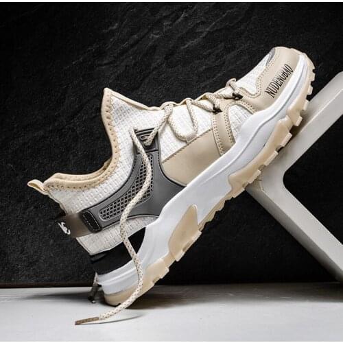 2020 New Trend Mens Shoes Korean Version of Breathable Mesh Casual Sports Lace-up Color Matching Platform Mens Shoes